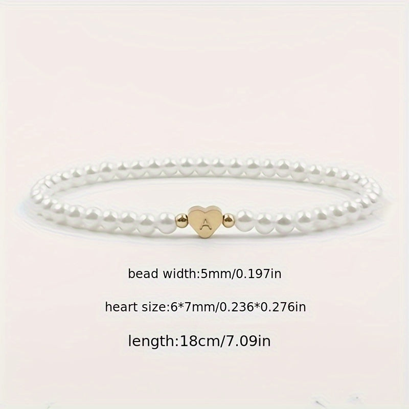 Chic Heart Initial Bracelet (A–Z)