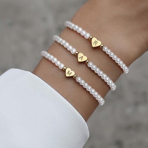 Chic Heart Initial Bracelet (A–Z)