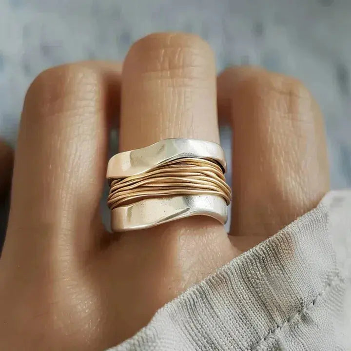 Silver Ring With Gold Wire Detail