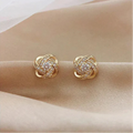 Gold Floral Spiral Crystal Earrings