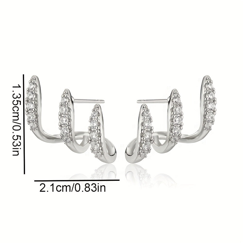 Three-Prong Crystal Stud Earrings
