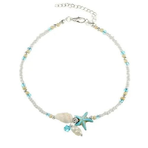 Boho Star Shell Natural Stone Anklet