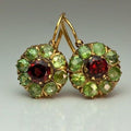 Chic Round Green and Red Crystal Earrings