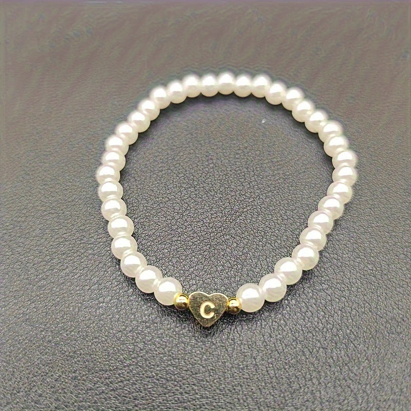 Chic Heart Initial Bracelet (A–Z)