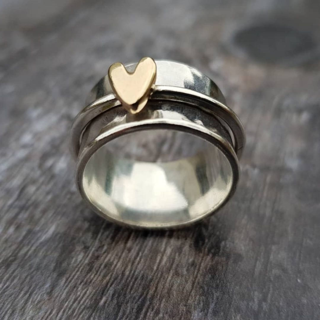 Mireia Gold Heart Silver Ring