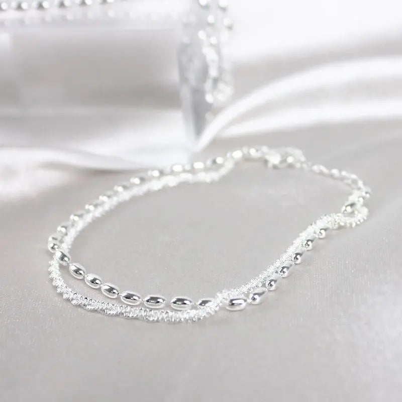 Elegant Sterling Silver Zirconia Bracelet Set