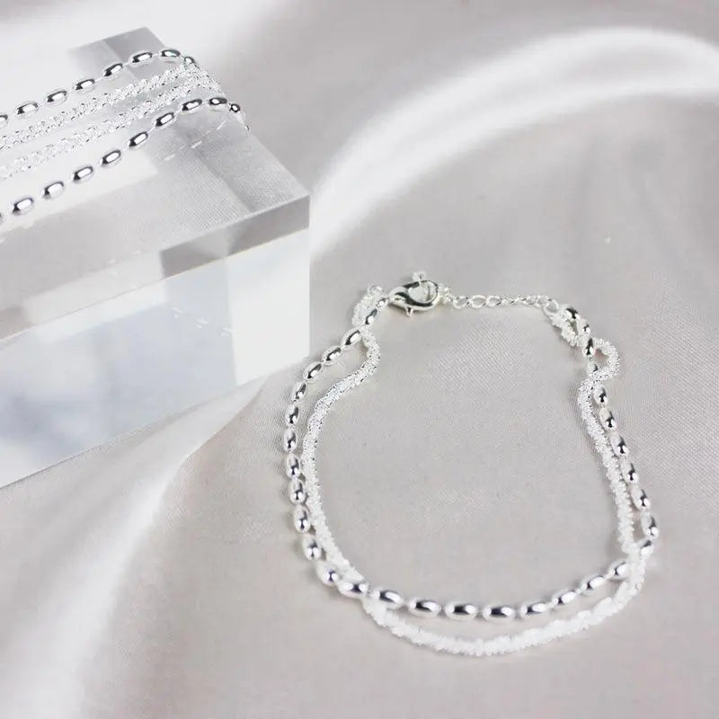 Elegant Sterling Silver Zirconia Bracelet Set