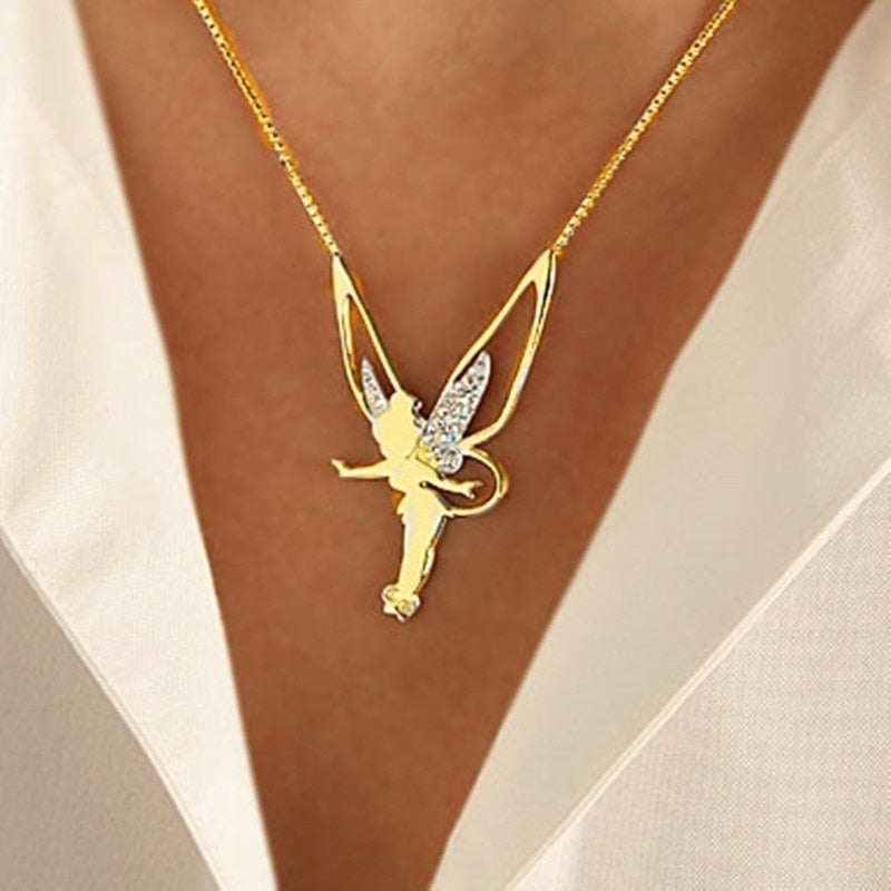 Gold Fairy Pendant Necklace