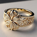 Gold Floral Zircon Ring