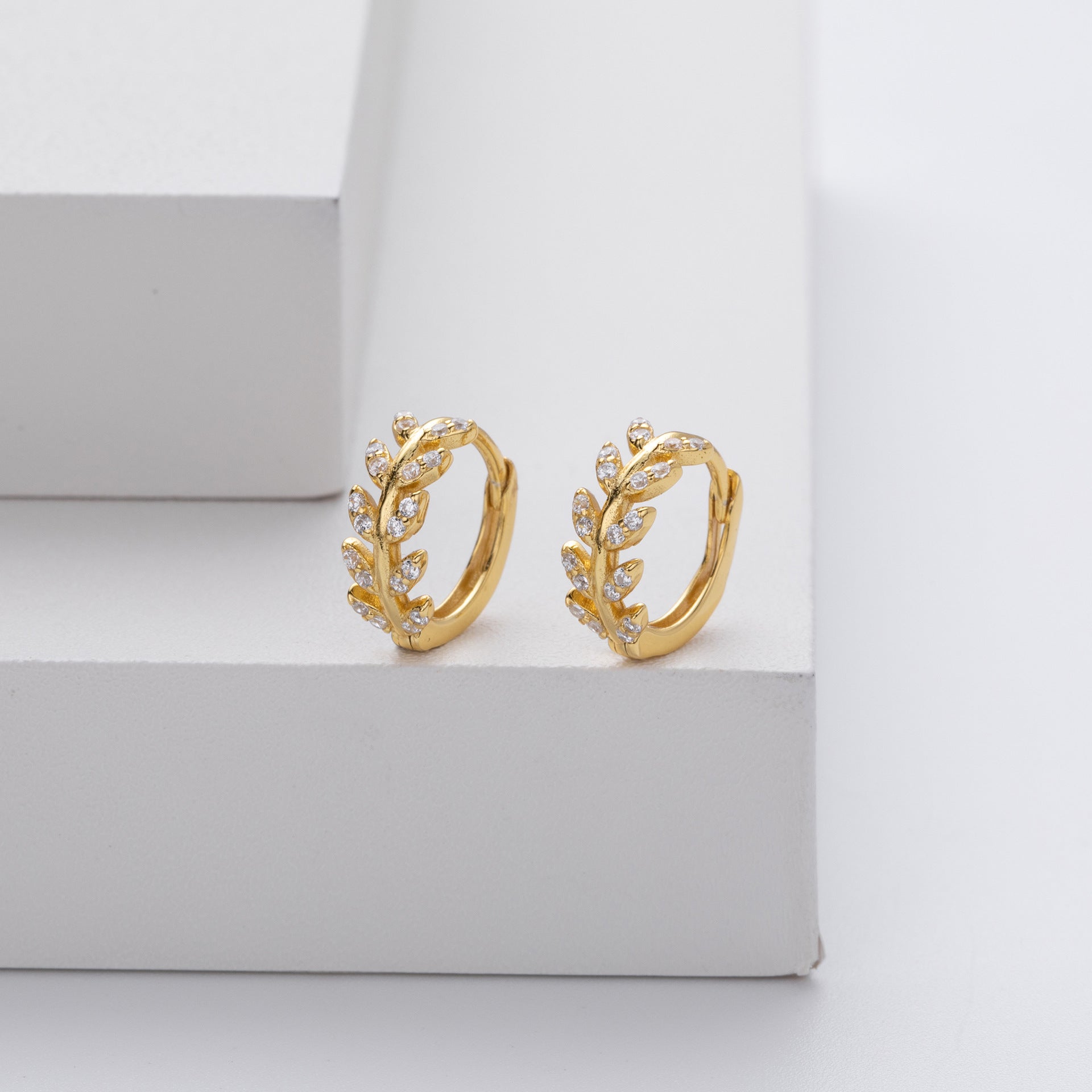 Sterling Silver Leaf Hoop Earrings