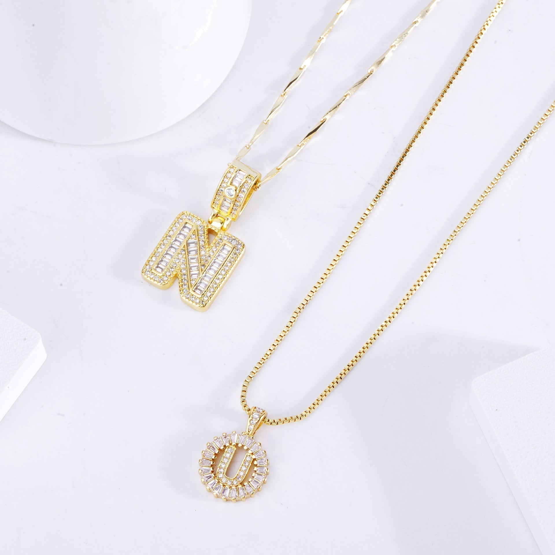 Moissanite Initial Necklace Set