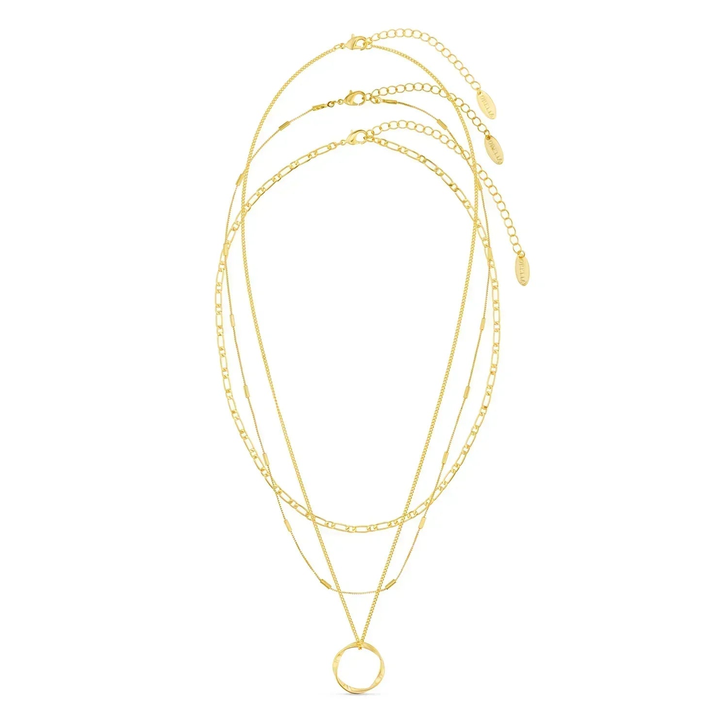 Gold Triple Layer Open Circle Necklace
