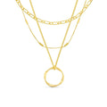 Gold Triple Layer Open Circle Necklace