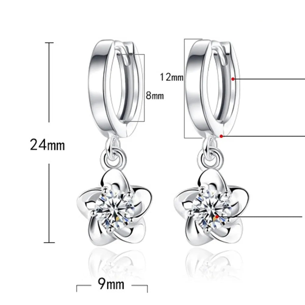 Sterling Silver Purple and White Cubic Zirconia Earrings