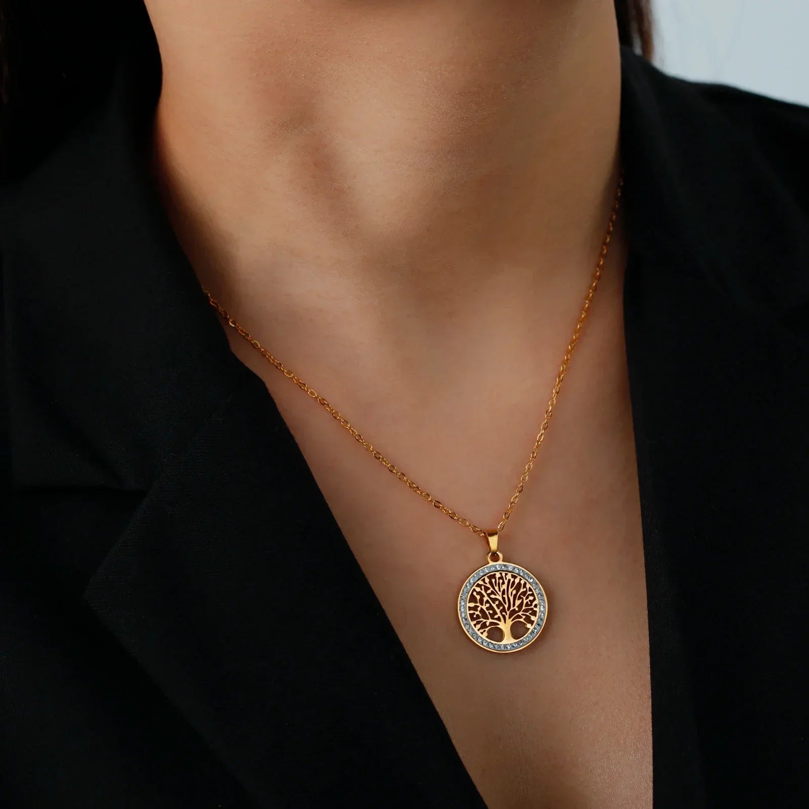 Luminous Tree of Life Round Pendant