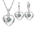 Sterling Silver Heart Necklace and Earrings Set