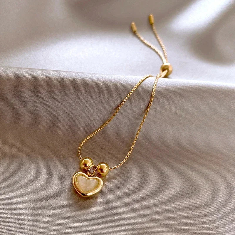 Peach Opal Heart Gold Plated Bracelet
