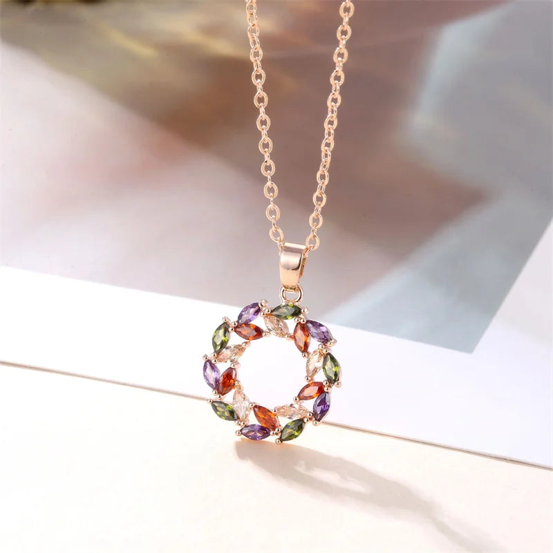 Luminous Rainbow Pendant Necklace