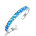 Adjustable Blue Fire Opal Silver Bracelet