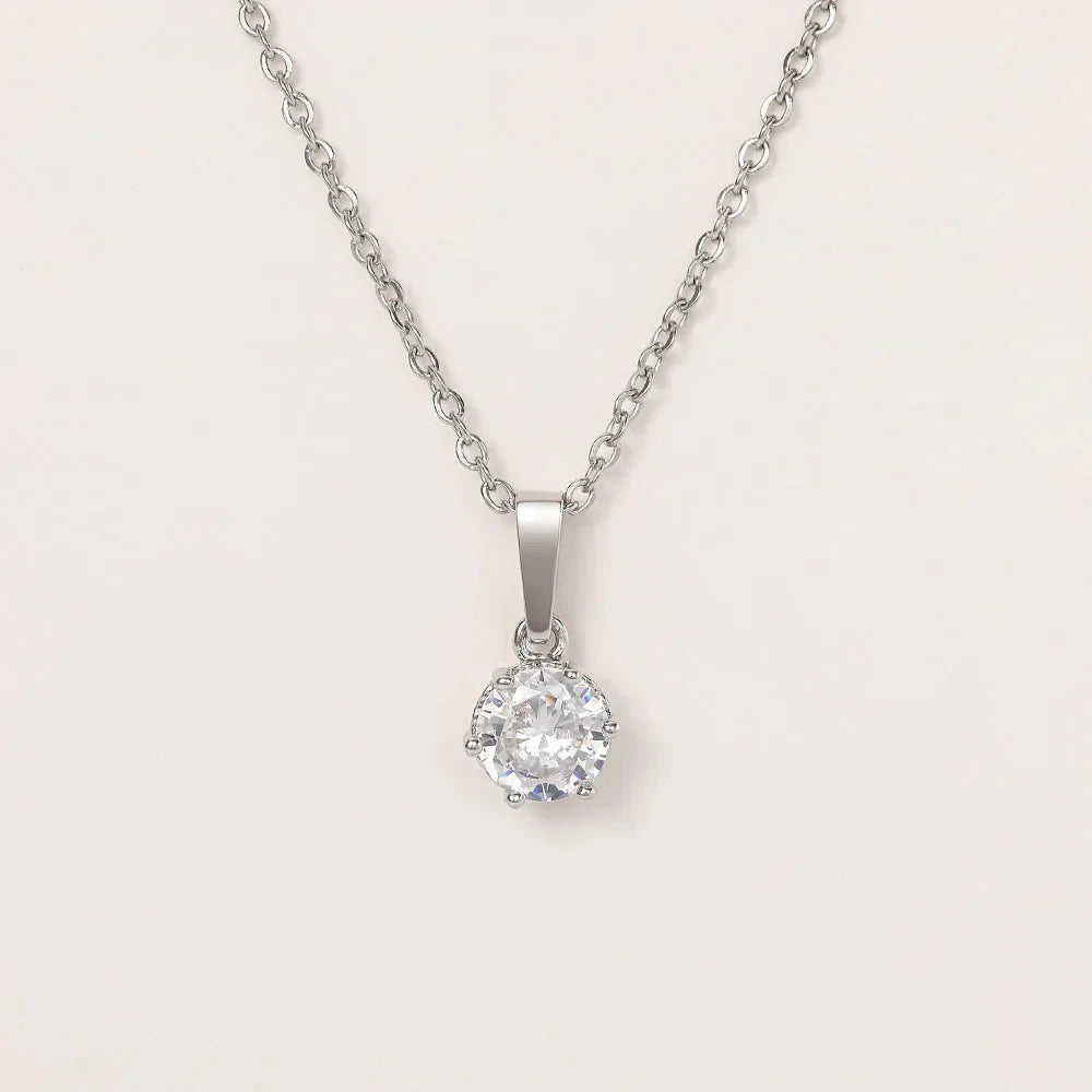 Classic Cubic Zirconia Pendant Necklace