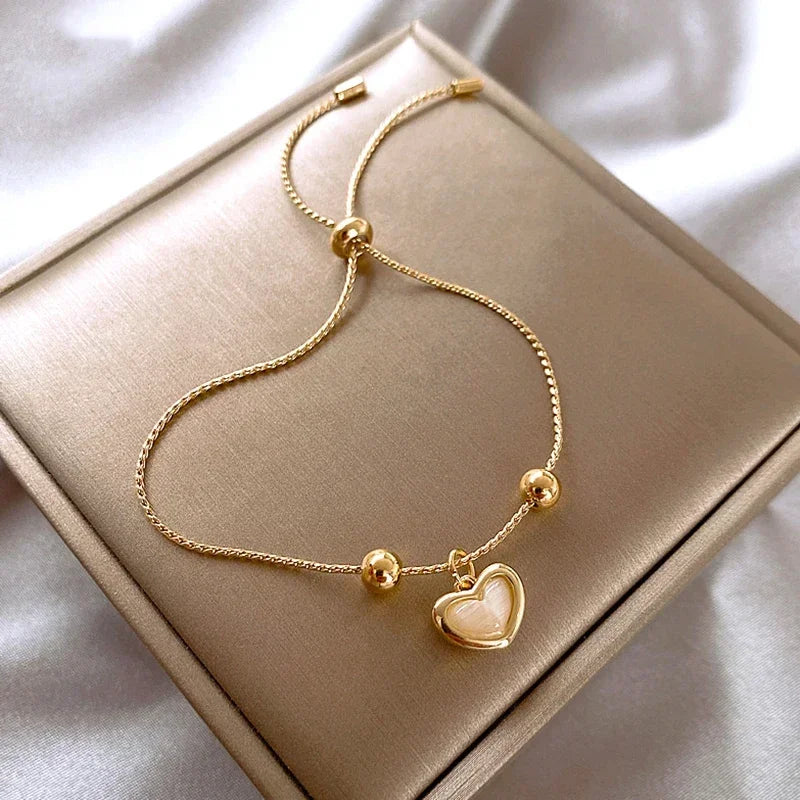 Peach Opal Heart Gold Plated Bracelet
