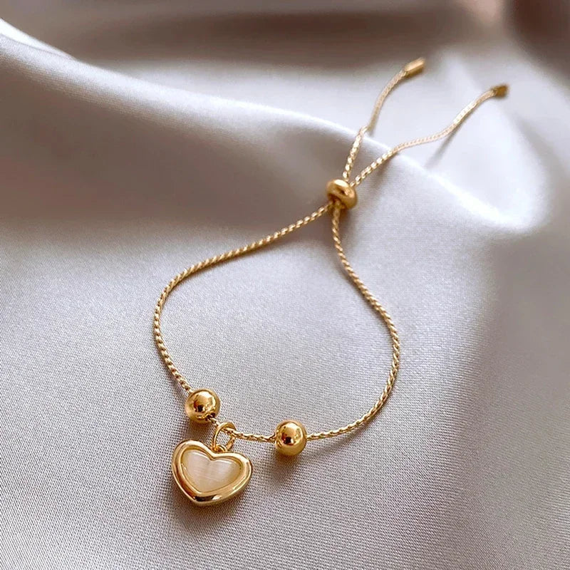 Peach Opal Heart Gold Plated Bracelet