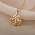 Gold Tree of Life Cubic Zirconia Necklace