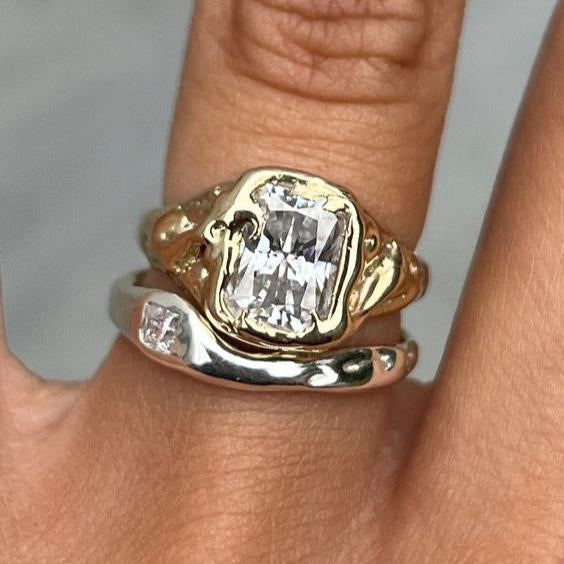 Gold and Silver Layered Ring Set