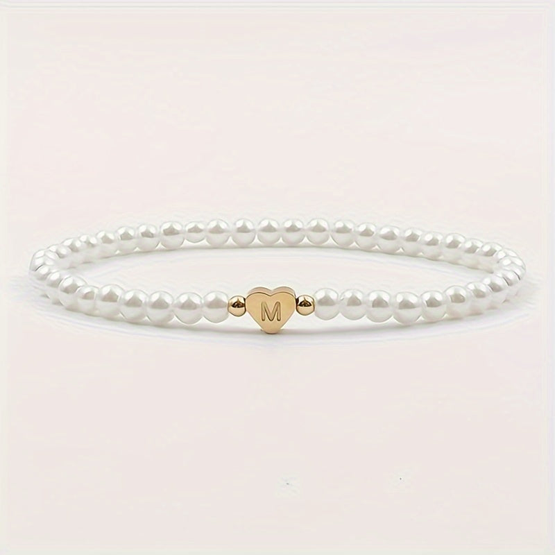 Chic Heart Initial Bracelet (A–Z)