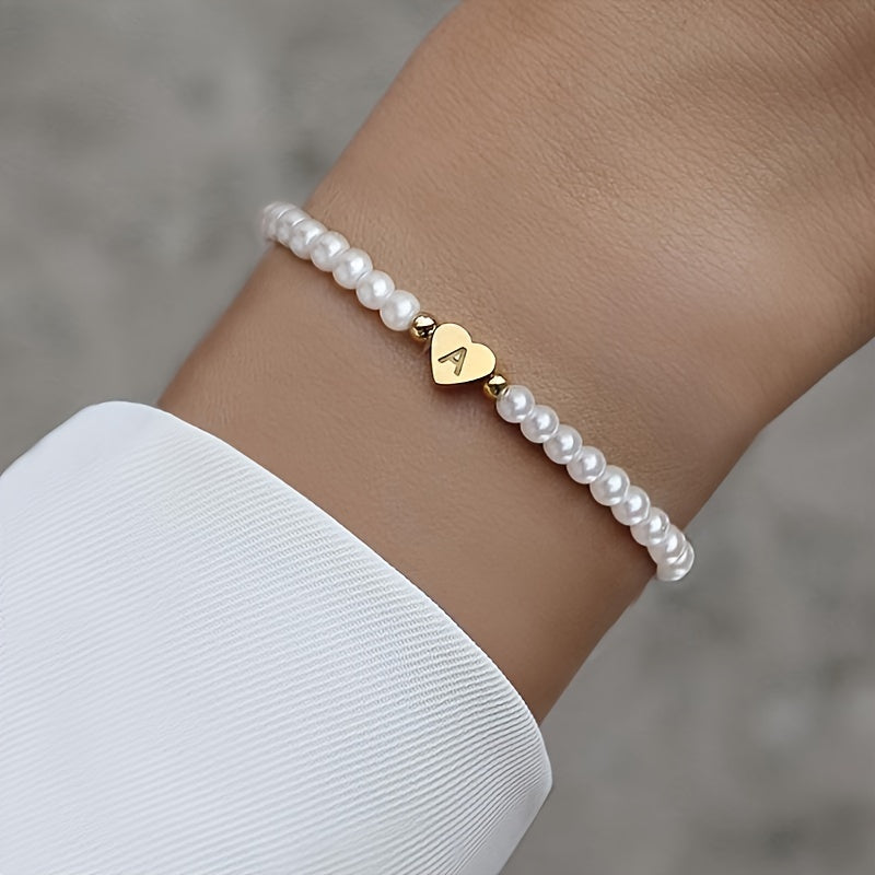 Chic Heart Initial Bracelet (A–Z)