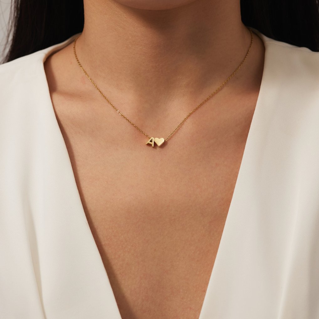 Timeless Heart Initial Necklace