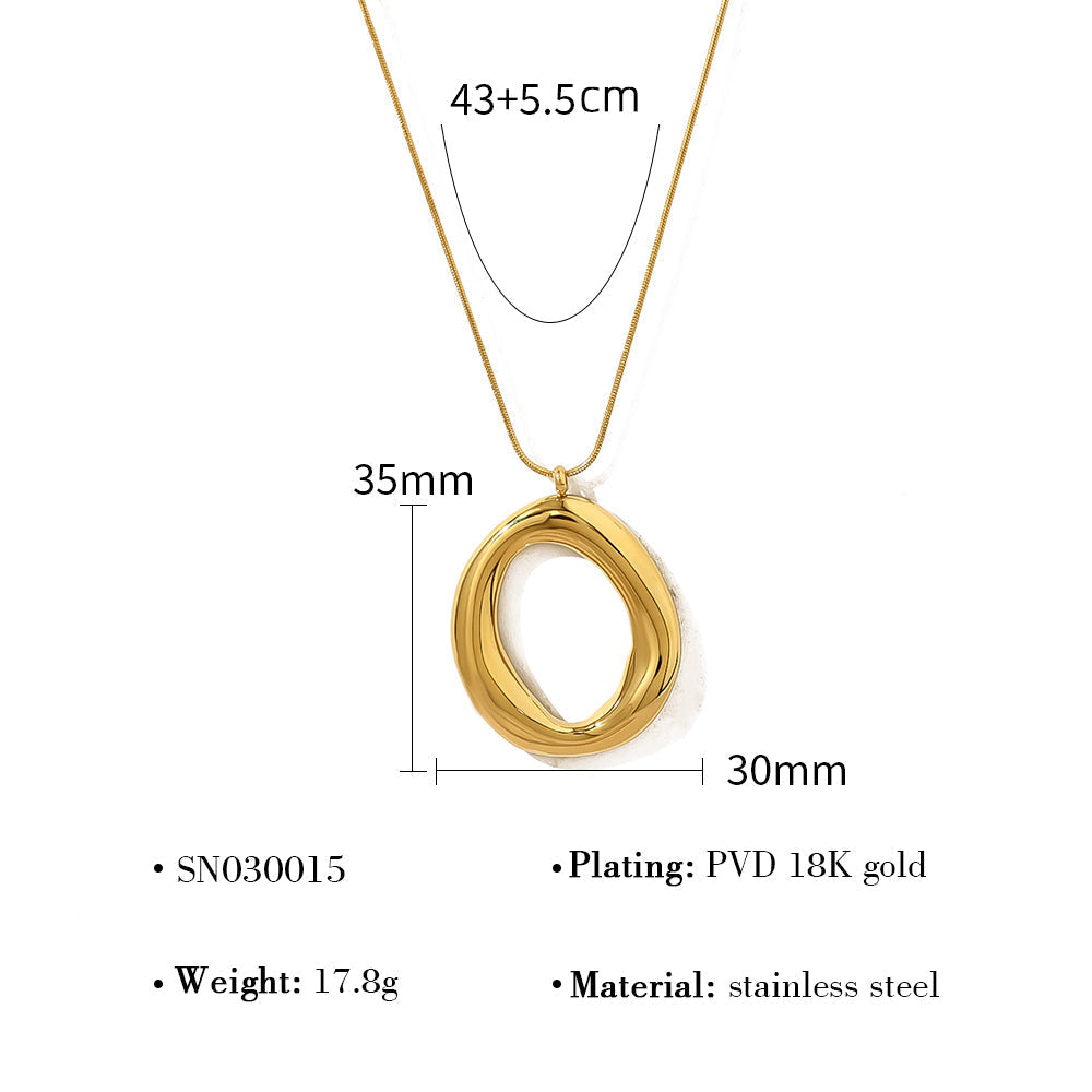 Gold Plated Oval Pendant Necklace