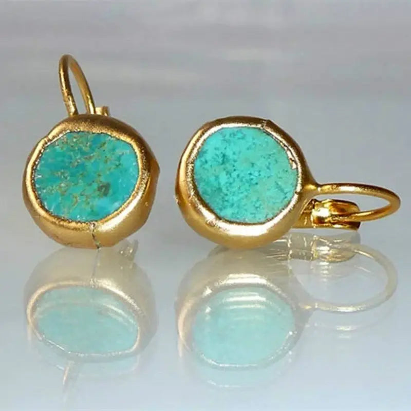 Elegant Gold Turquoise Earrings