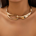 Bold Textured Gold Chain Choker Necklace