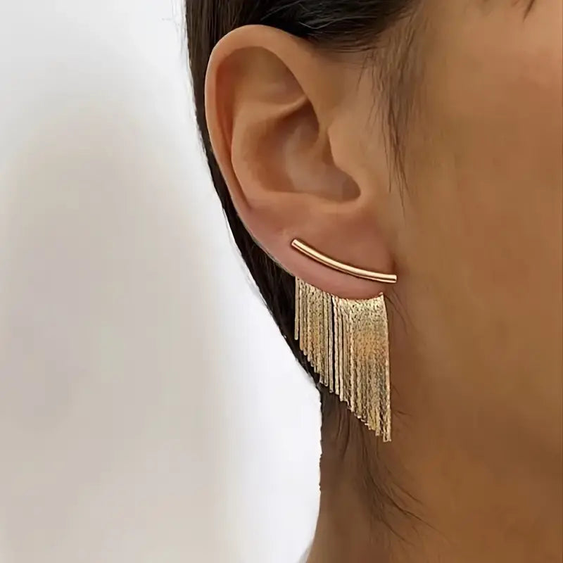 Vintage Gold Tassel Drop Earrings