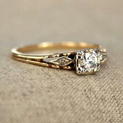 Vintage Gold CZ Ring